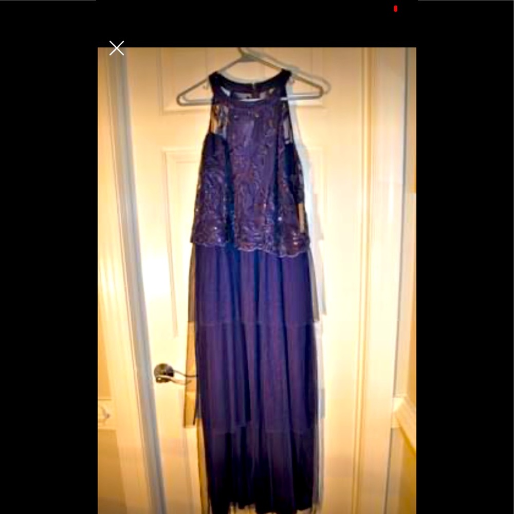New Gown Prom Formal Navy Sequins Tulle 12
